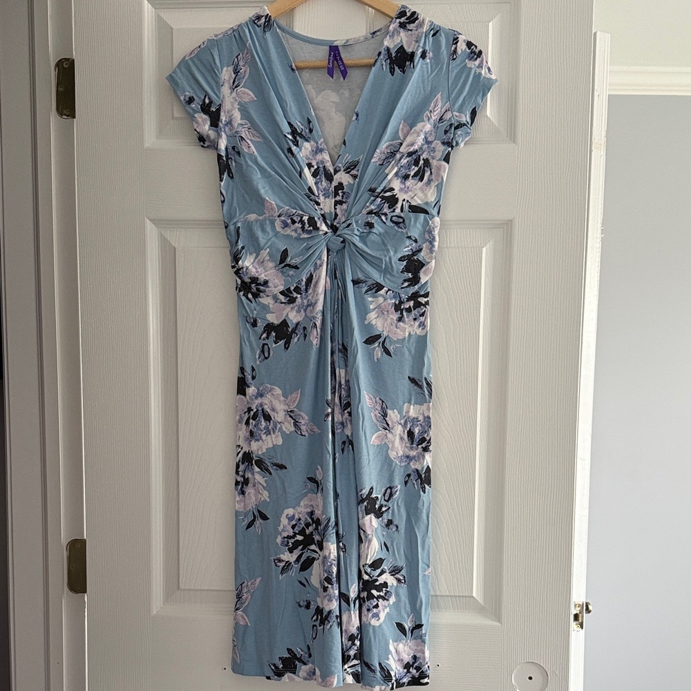 Seraphine Maternity Blue Floral Midi Dress